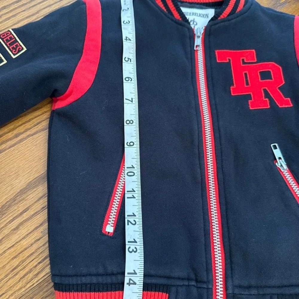 True Religion Black Red Varsity Bomber Jacket Eagle 3T Kidcore Designer Unisex